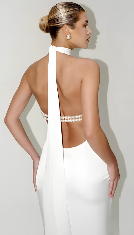 Robe blanche perlée - Robe Addict
