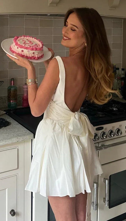 Robe blanche courte dos nu - Robe Addict