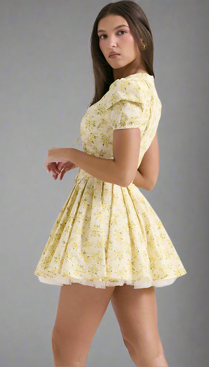 Robe blanche et jaune - Robe Addict