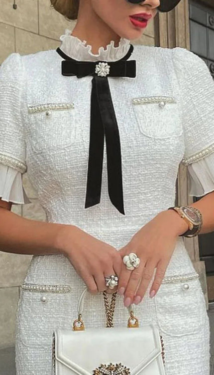 Robe blanche tweed - Robe Addict