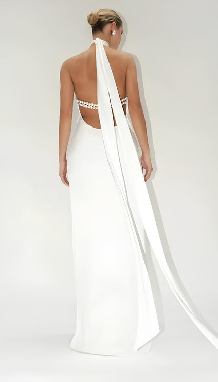 Robe blanche perlée - Robe Addict