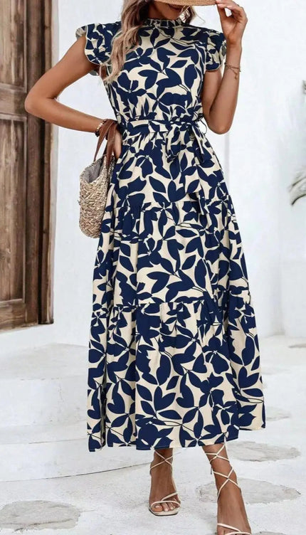 Robe bleu et beige - Robe Addict