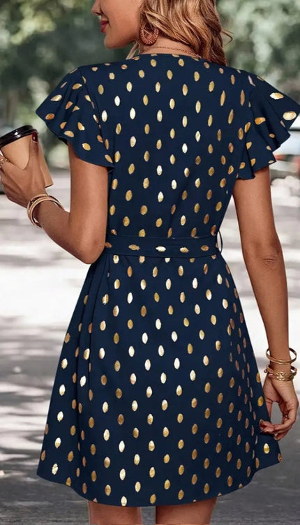 Robe bleu marine et doré - Robe Addict