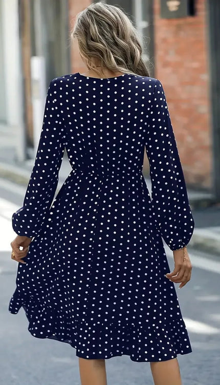 Robe bleue a pois blanc - Robe Addict