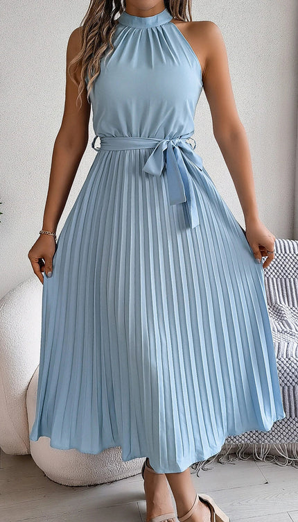 Robe bleue plissée - Robe Addict