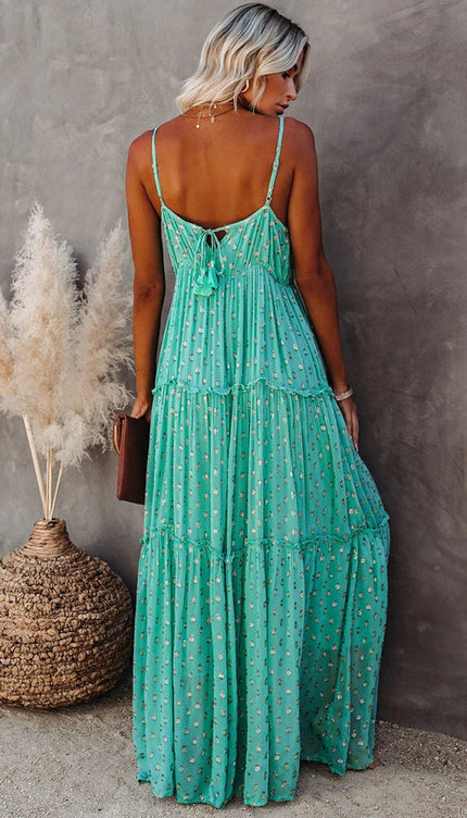 Robe boheme chic verte - Robe Addict