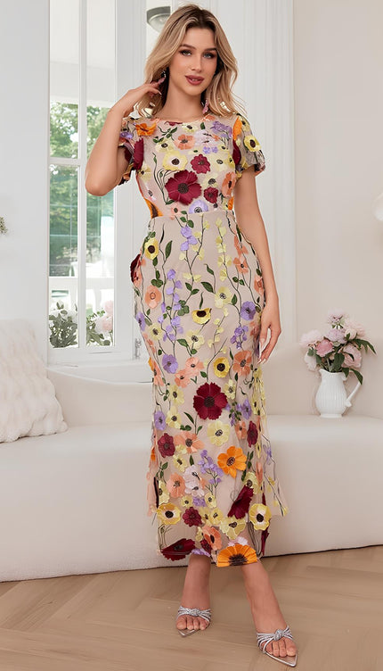 Robe brodee fleur - Robe Addict