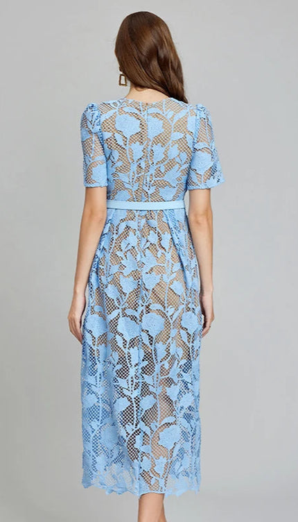 Robe broderie bleu - Robe Addict