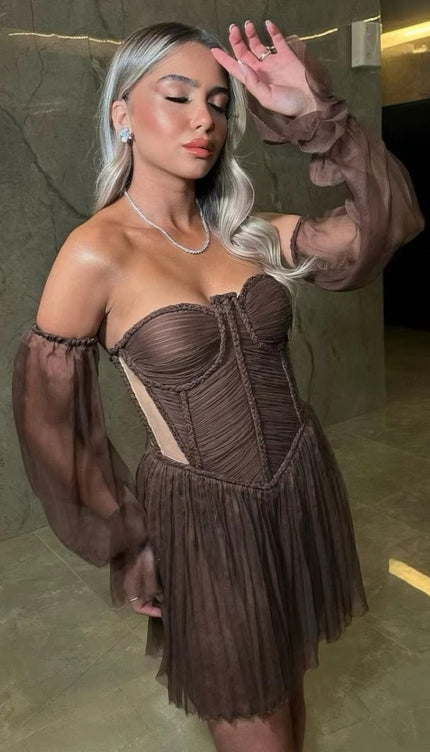 Robe bustier marron - Robe Addict