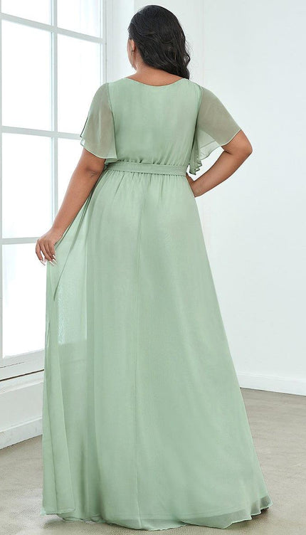 Robe ceremonie vert amande - Robe Addict