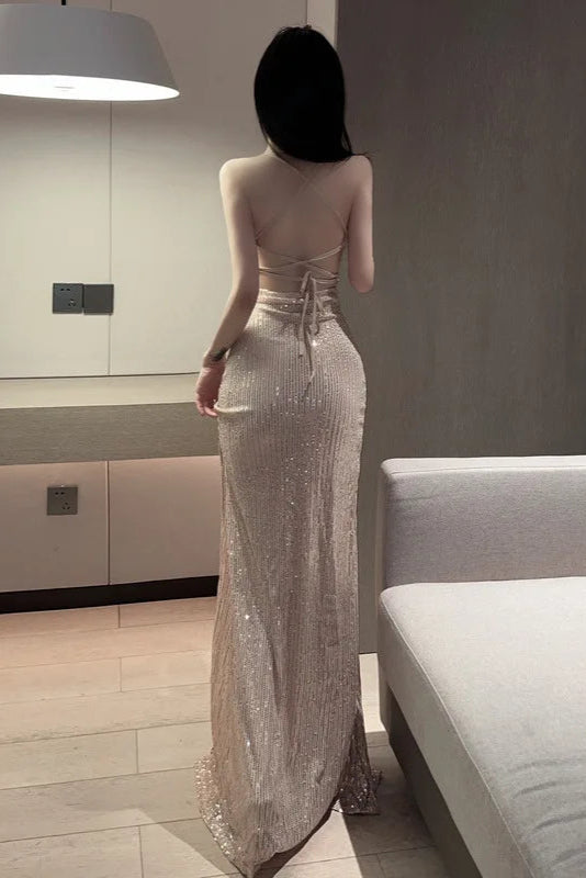 Robe champagne paillette - Robe Addict