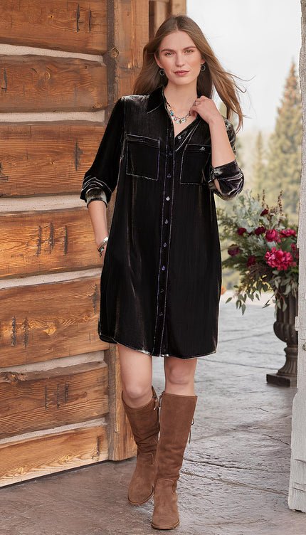 Robe chemise en velours - Robe Addict