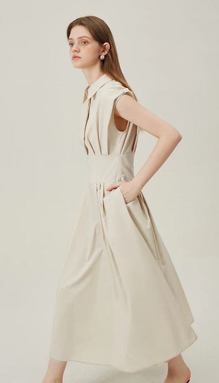 Robe chemise longue sans manche - Robe Addict