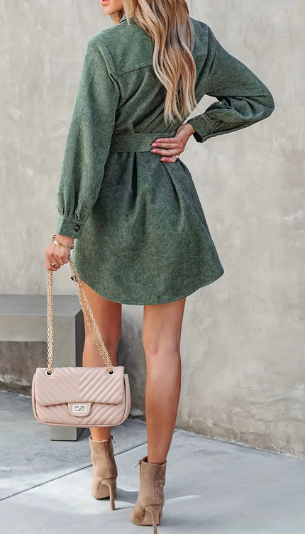 Robe chemise velours cotelé - Robe Addict