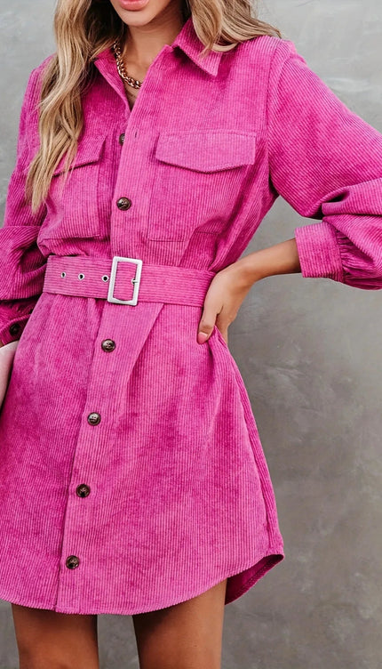Robe chemise velours cotelé - Robe Addict