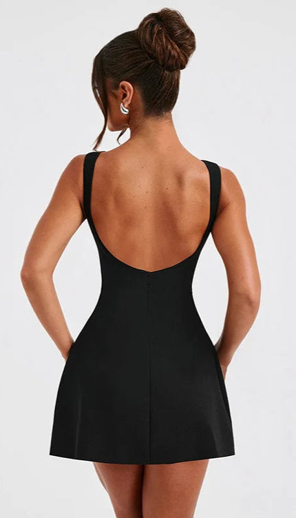Robe col bateau noir - Robe Addict