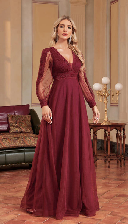 Robe col v manche longue - Robe Addict