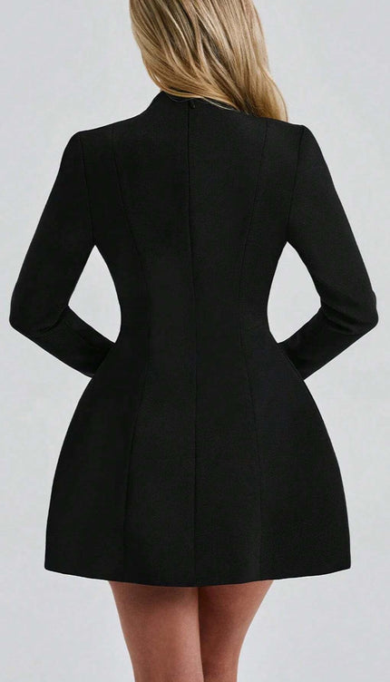Robe col v noire - Robe Addict