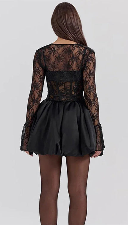 Robe courte dentelle noire - Robe Addict