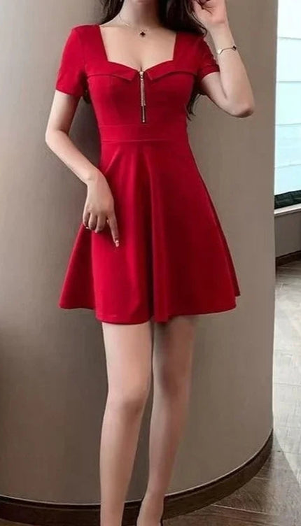 Robe courte rouge soiree - Robe Addict