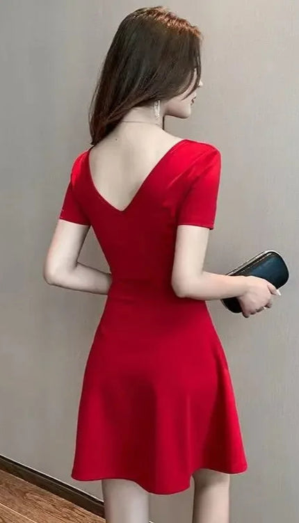 Robe courte rouge soiree - Robe Addict