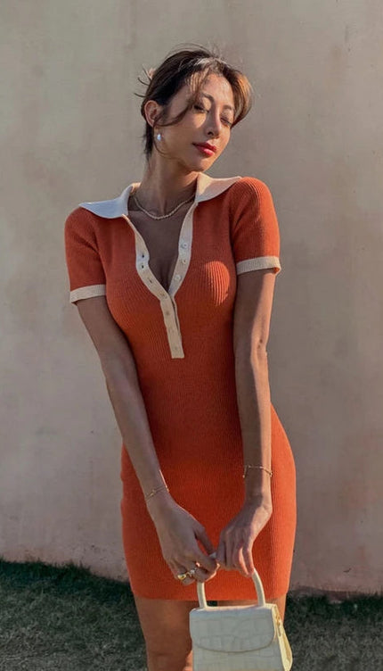 Robe crochet orange - Robe Addict
