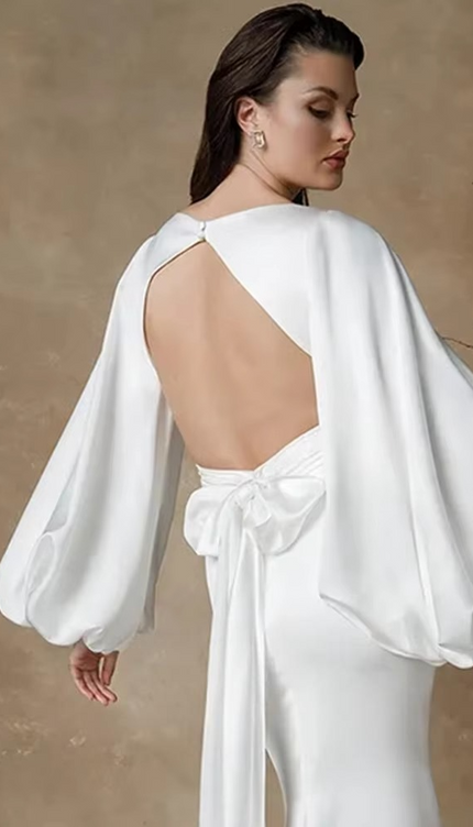 Robe manche bouffante blanche - Robe Addict