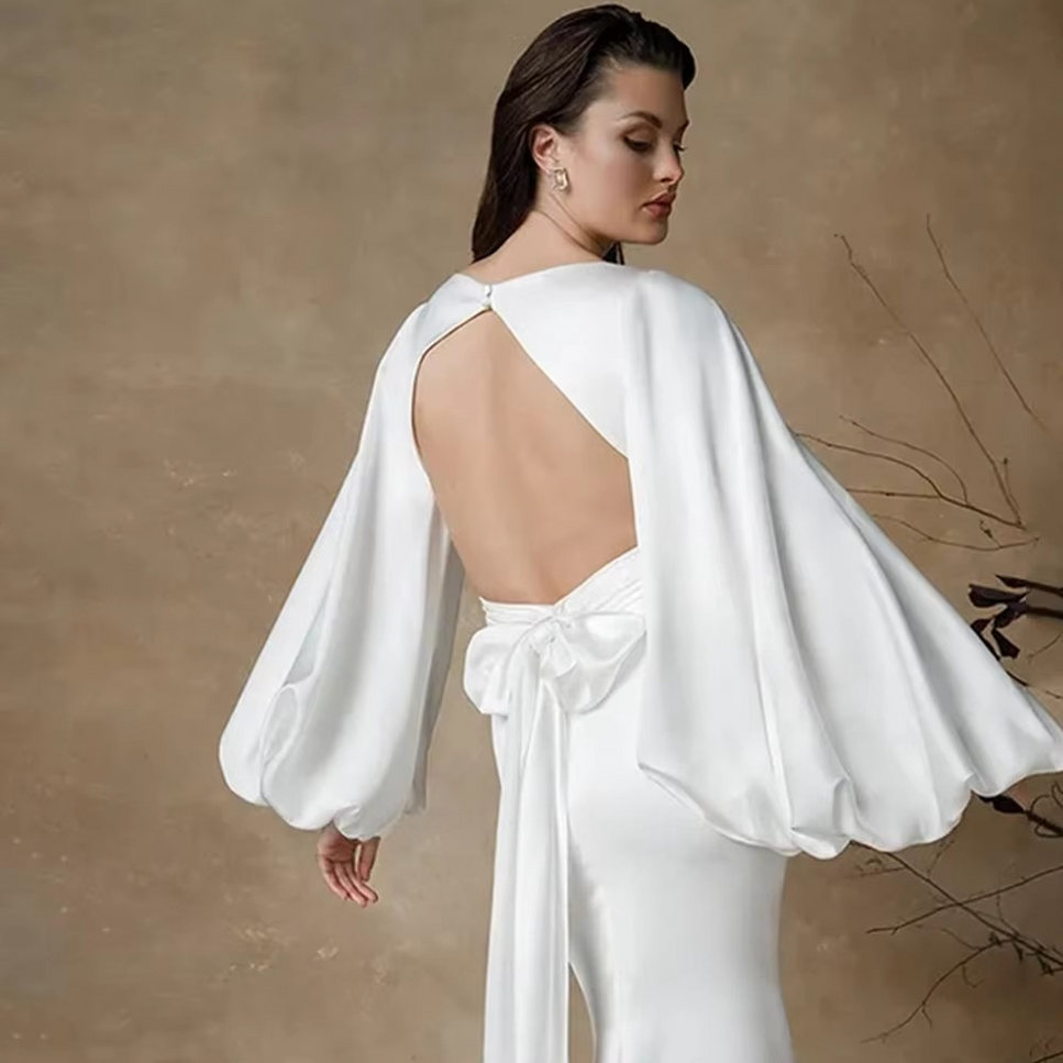 Robe manche bouffante blanche - Robe Addict