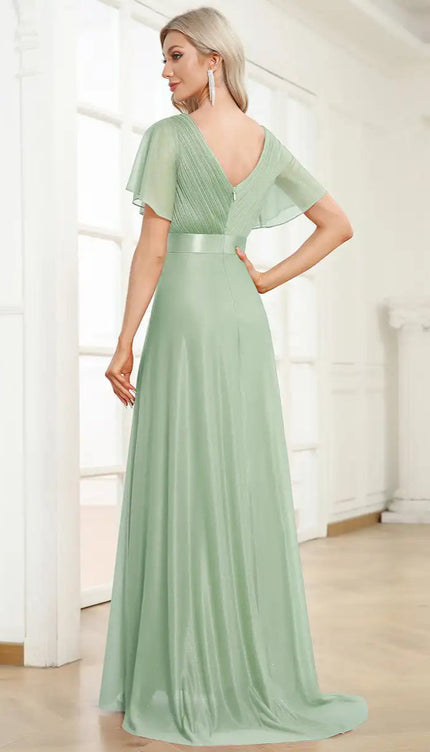 Robe demoiselle d'honneur vert amande - Robe Addict