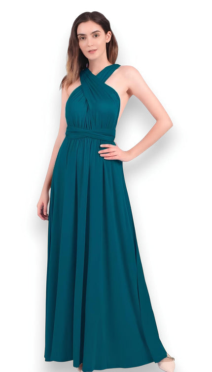 Robe demoiselle d'honneur bleu pétrole - Robe Addict