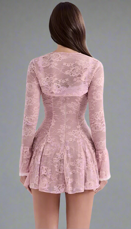 Robe en dentelle rose - Robe Addict