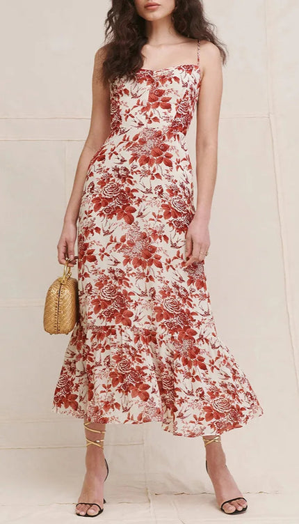 Robe fleurie rouge et blanche - Robe Addict