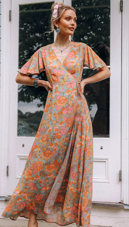 Robe fleurie orange - Robe Addict
