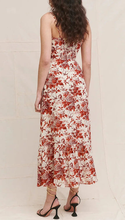 Robe fleurie rouge et blanche - Robe Addict