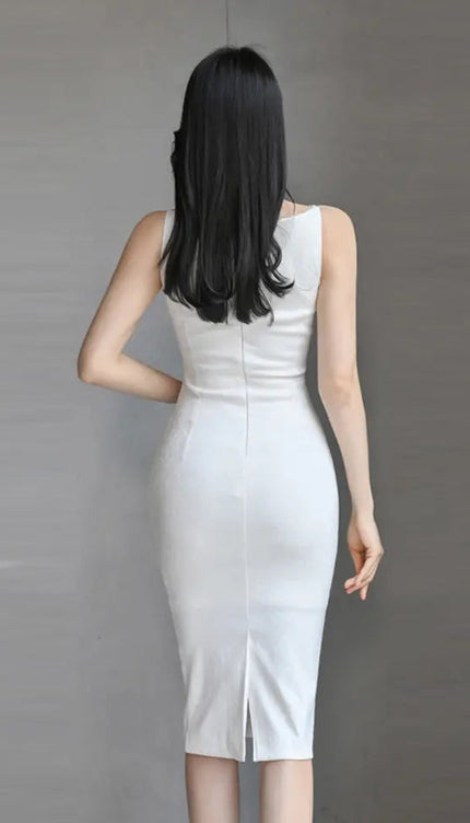 Robe fourreau blanc - Robe Addict