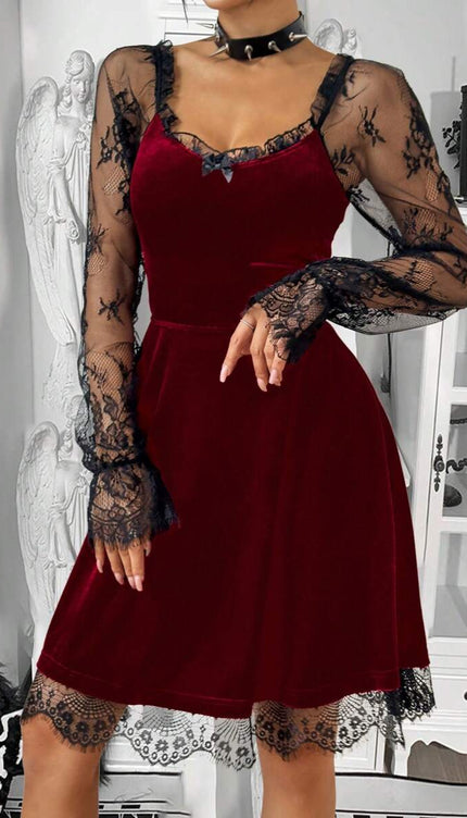Robe gothique rouge et noir - Robe Addict