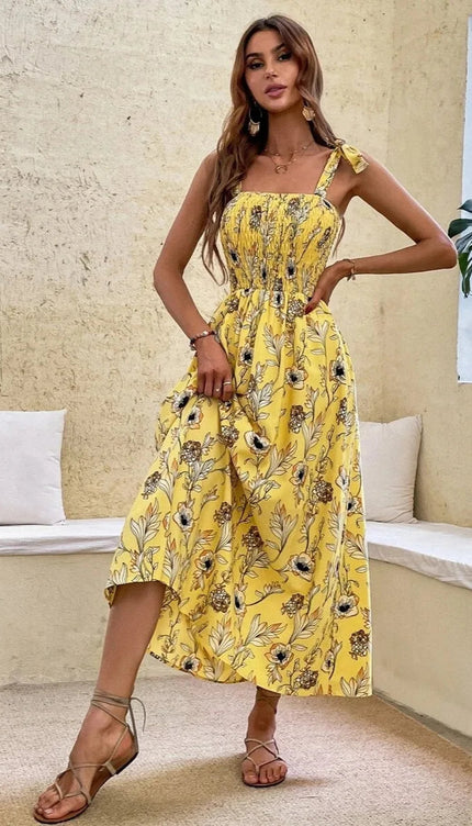 Robe jaune fleurs - Robe Addict