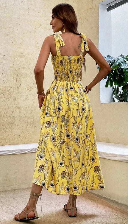Robe jaune fleurs - Robe Addict