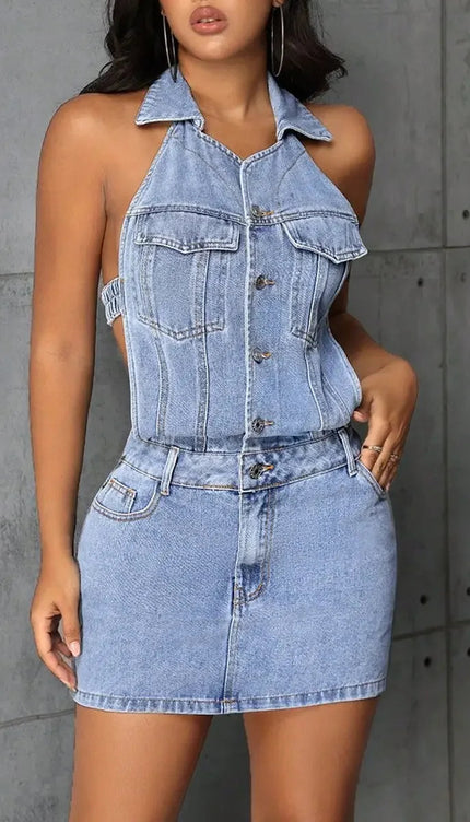 Robe jean dos nu - Robe Addict