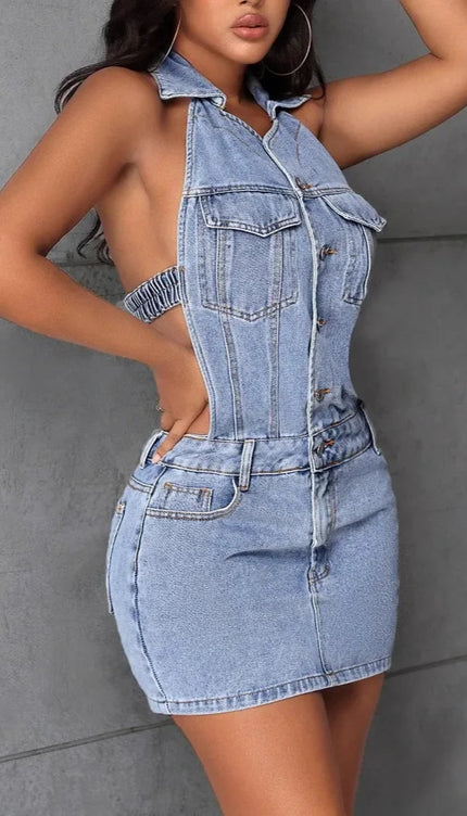 Robe jean dos nu - Robe Addict