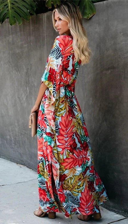 Robe kimono fleuri - Robe Addict