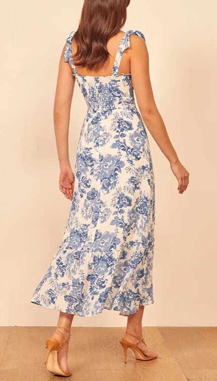 Robe longue bleu et blanche - Robe Addict