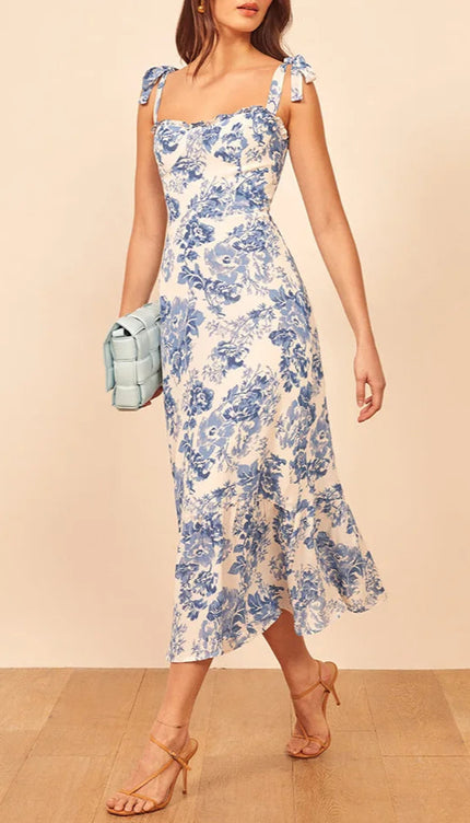 Robe longue bleu et blanche - Robe Addict