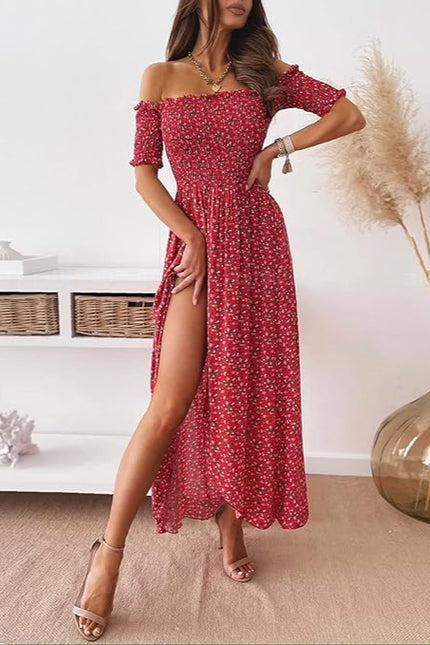 Robe longue encolure bardot - Robe Addict