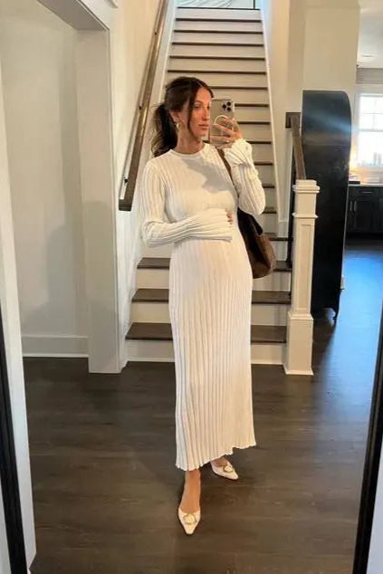 Robe longue blanche hiver - Robe Addict