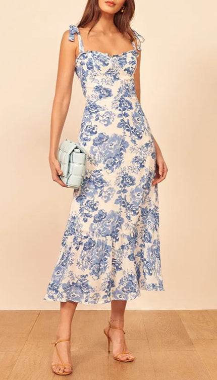 Robe longue bleu et blanche - Robe Addict