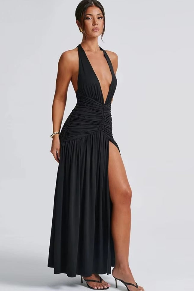 Robe longue col v plongeant - Robe Addict