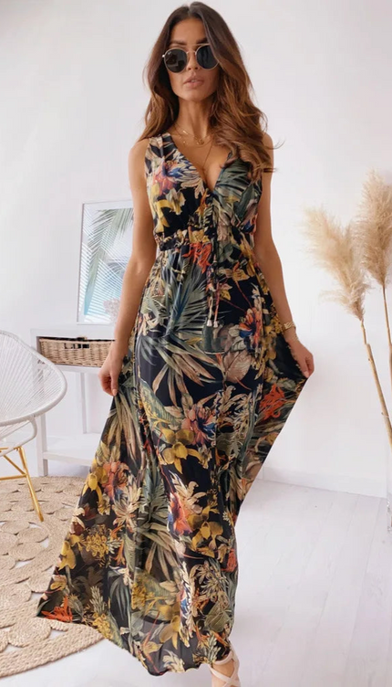 Robe longue imprimé tropical - Robe Addict
