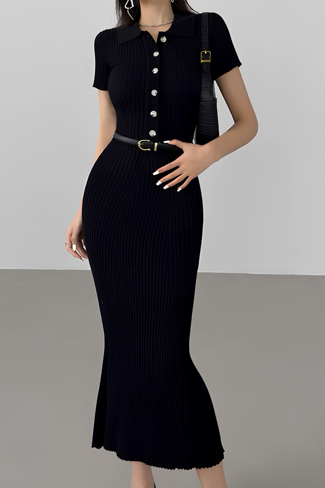 Robe longue maille côtelée - Robe Addict