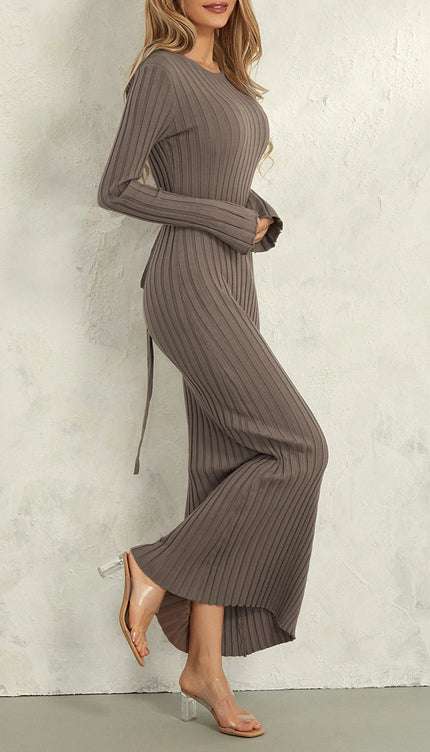 Robe longue maille grise - Robe Addict